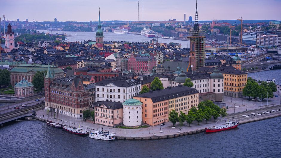 Aerial view capturing the historic architectural splendor of Stockholm, Sweden