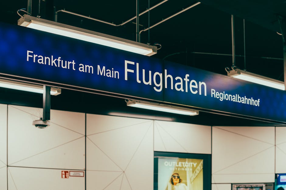 Signage at Frankfurt am Main Flughafen Regionalbahnhof, Germany.