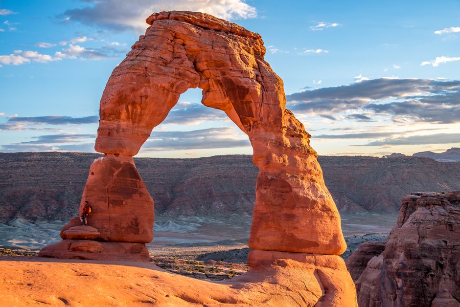 Beautiful view of Delicate Arch in Utah's Arches National Park at sunset