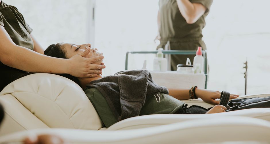 A serene spa session with facial massage, promoting relaxation and skincare.