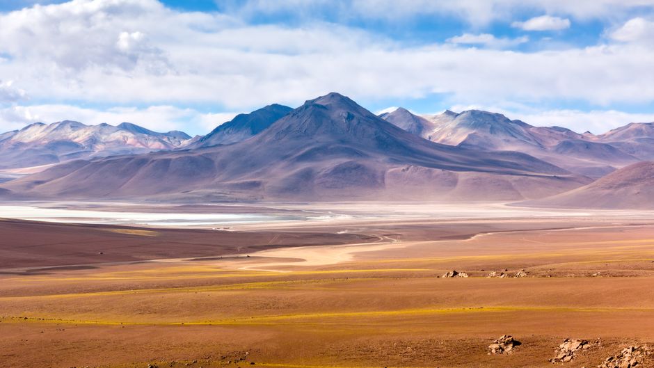 Serene view of the Atacama Desert with mountain range in Chile displaying natural beauty