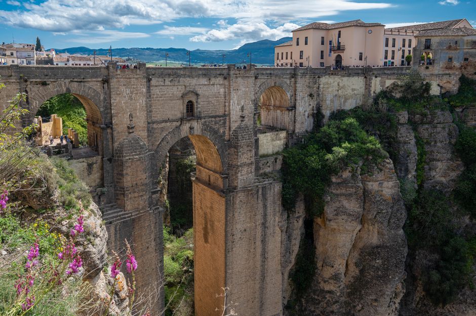 Stunning view of Puente Nuevo in Ronda, Spain, spanning a dramatic gorge