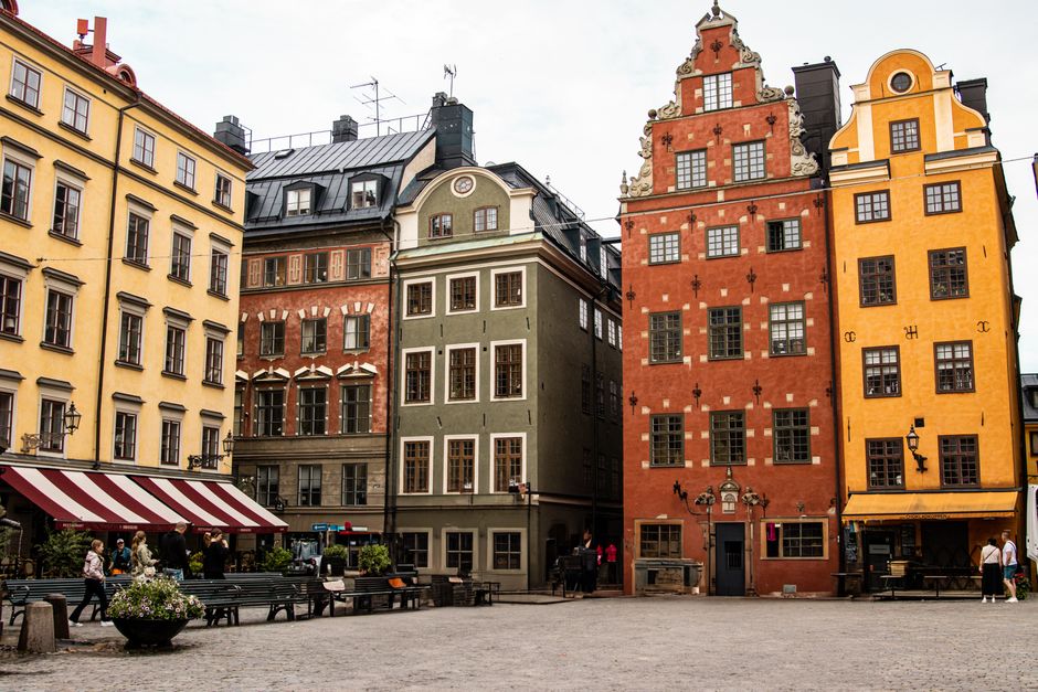 Beautifully preserved historical buildings in Stockholm's Gamla Stan, showcasing iconic Nordic architecture.