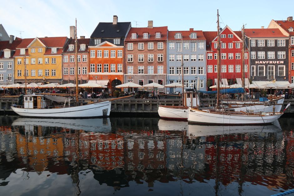 Vibrant townhouses and historic boats at Nyhavn, Copenhagen